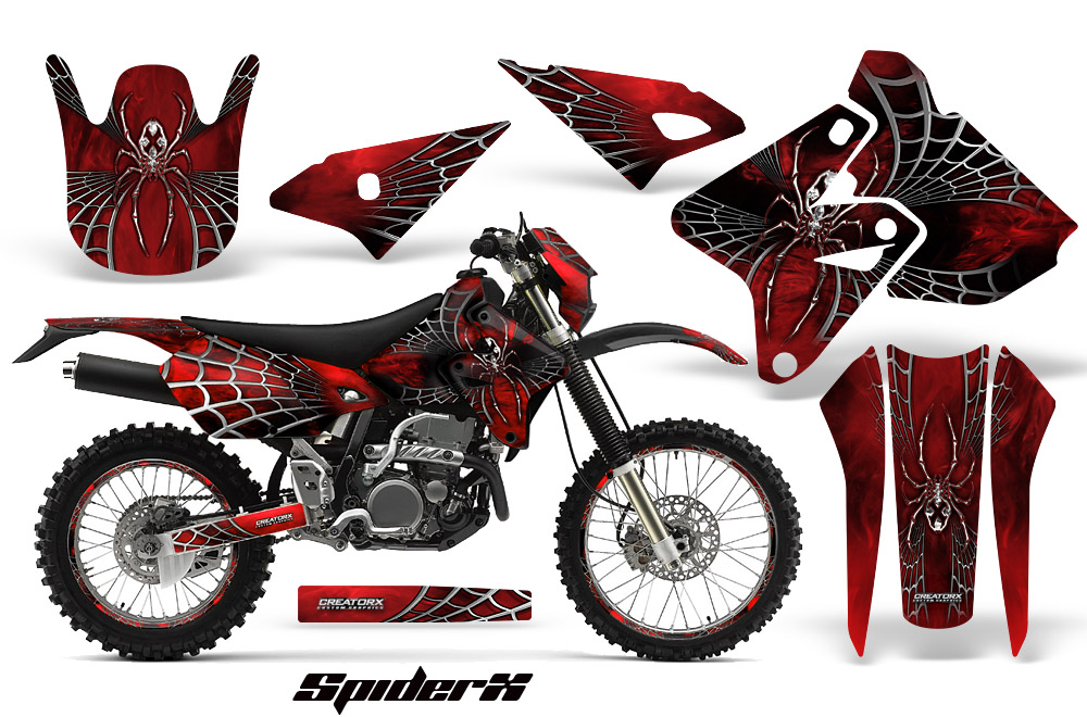 Suzuki DRZ400 Enduro Graphics Kit SpiderX Red NP Rims